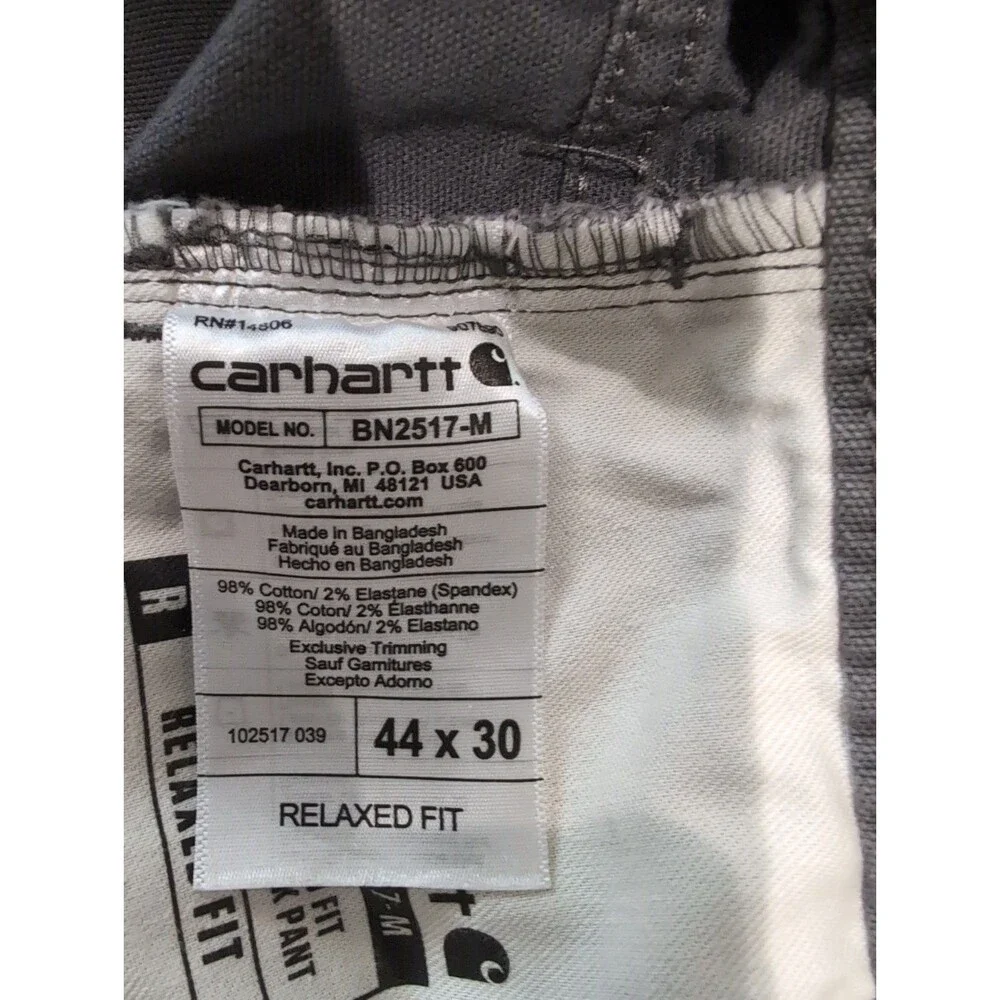 CARHARTT CANVAS RELAXED FIT  PANTS GRAY IN MEN'S SIZE 44x30(44x28 actual) EUC